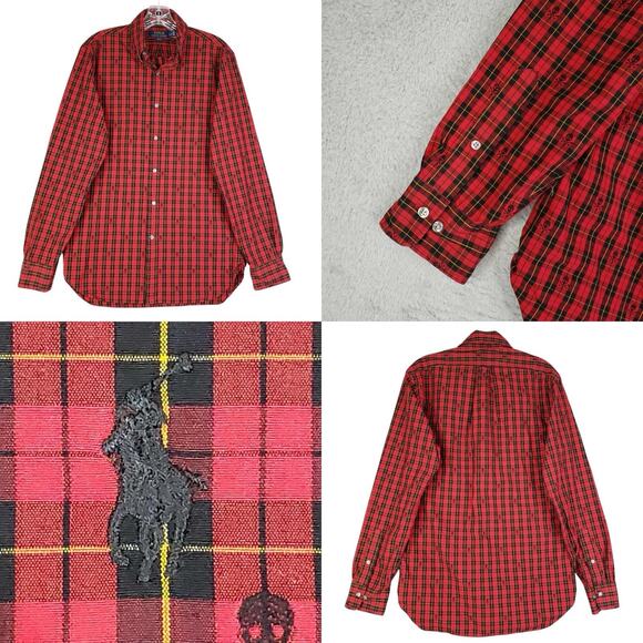 Polo Ralph Lauren Shirt Red Skull Crossbones AOP Button Down LS Slim Fit Punk - Picture 1 of 14